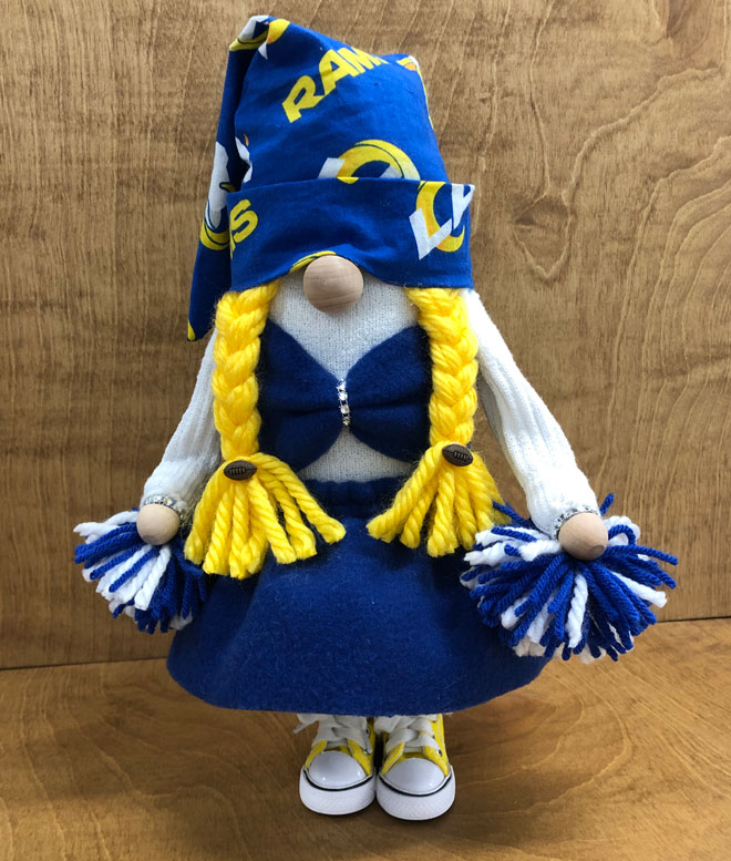 hand crafted #1 fan, NFL LA Rams cheerleader gnome