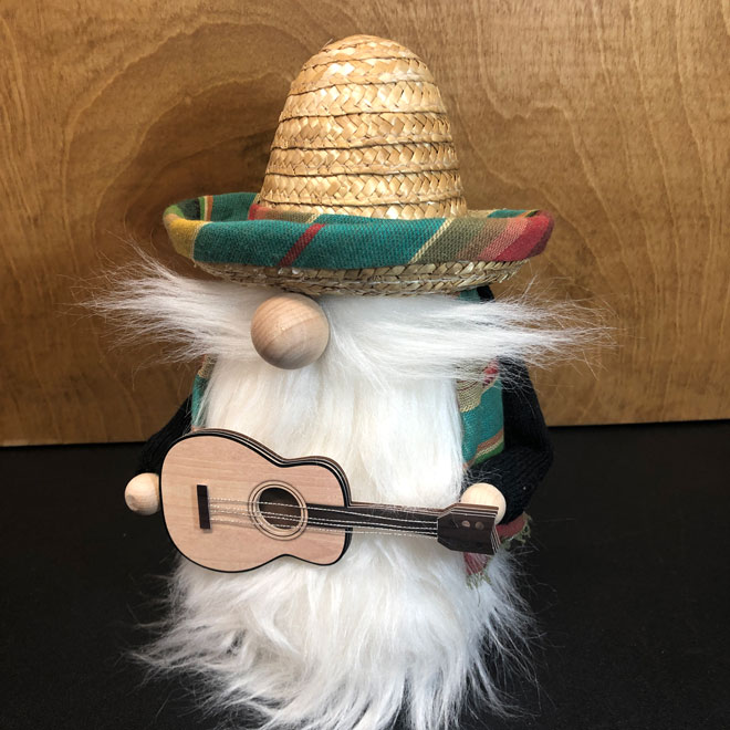 hand crafted gnome sombrero Cinco de Mayo feista guitar musical 