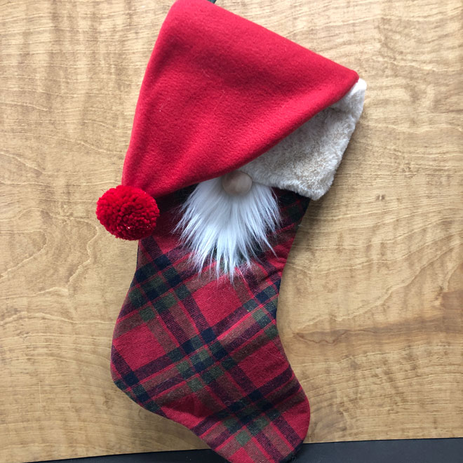 hand crafted gnome stocking