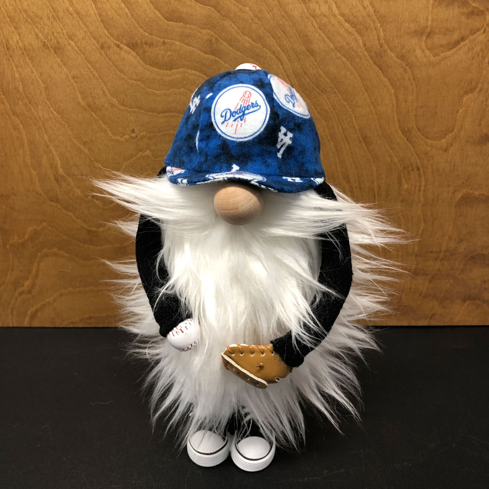 hand crafted MLB LA Dodger gnome with ball cap