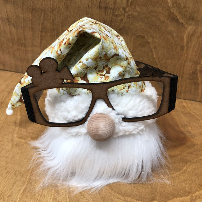 hand crafted movietime gnome, hollywood, flicks, popcorn and custom glasses