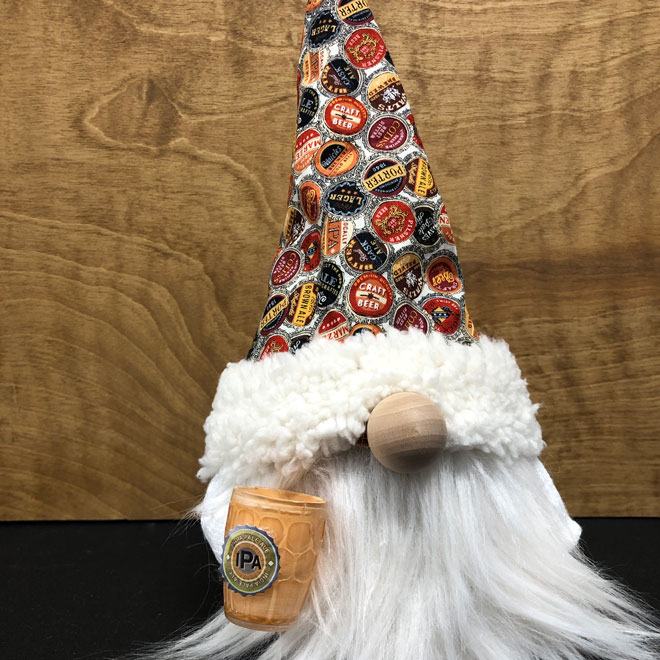 hand crafted gnome with beer glass