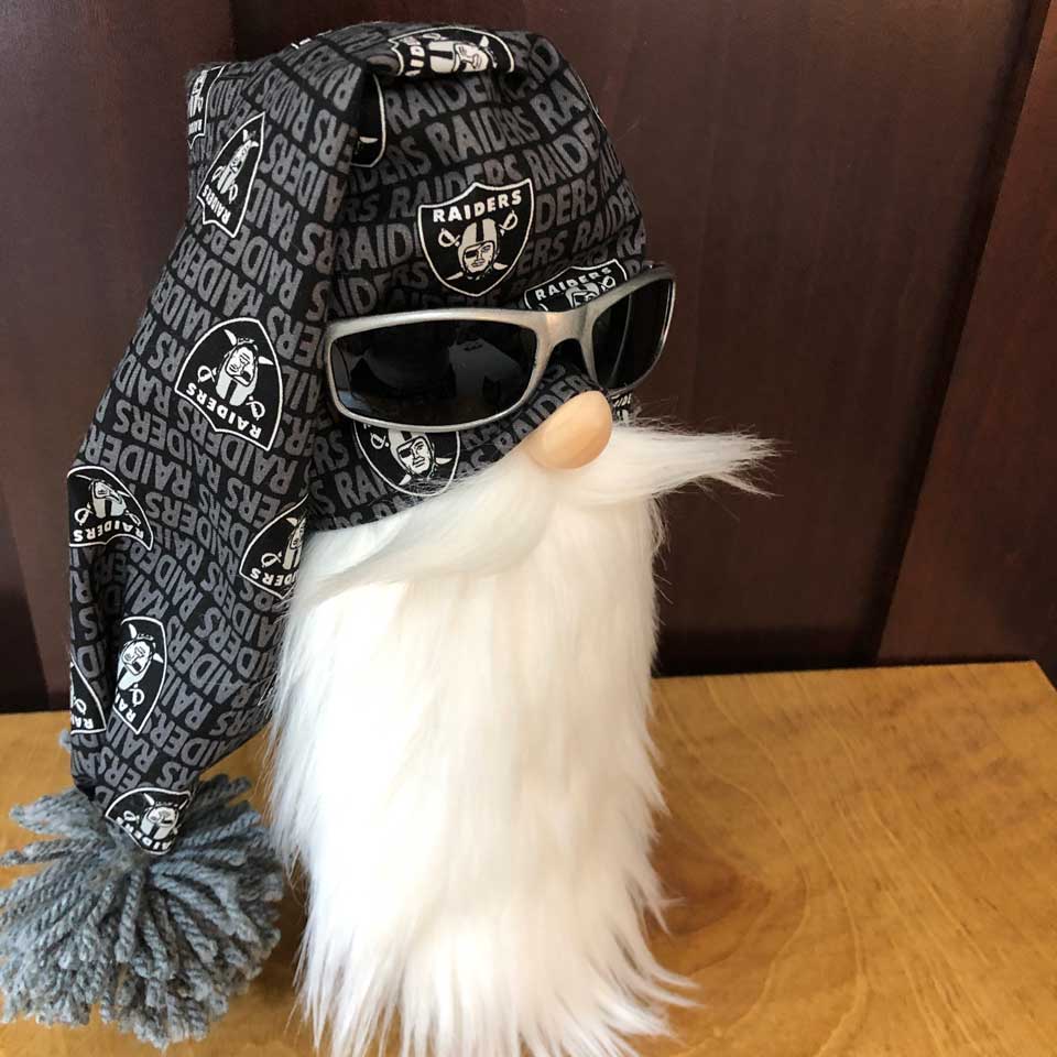 hand crafted NFL Raiders gnome