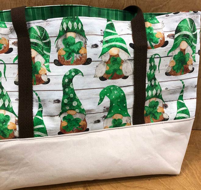 custom made gnome tote bag Irish St Patty's Saint Patrick's green