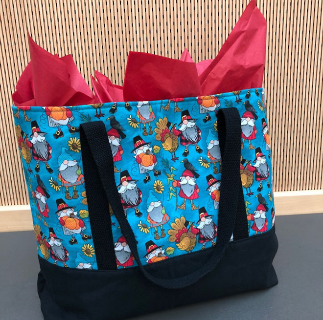 hand crafted gnome tote bag Thanksgiving