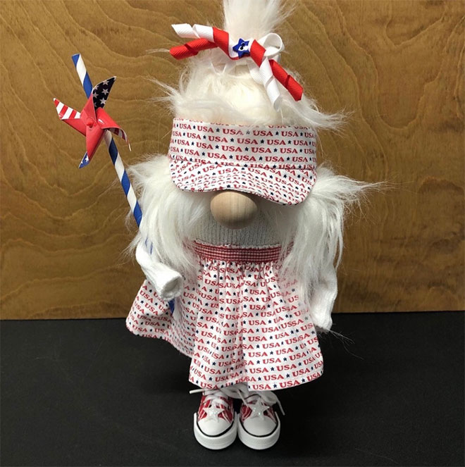 hand crafted USA gal gnome